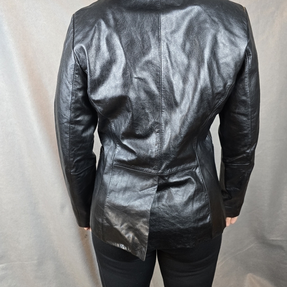 Gap leather black jacket woman's size 8  Great Qulity Leather - Picture 4 of 5